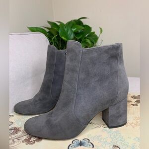 Diane Von Furstenberg Gray Ankle Booties with Block Heel